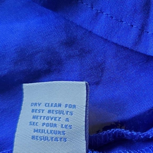 Anthropologie Odille Lissome Mini Dress 8 Blue Rayon Cap Slv V-Neck Ruffle Front - Picture 9 of 9